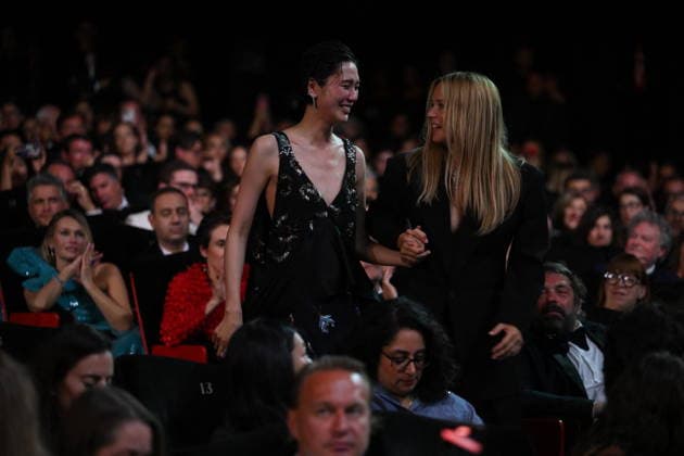 Cannes - Closing Ceremony Japanese actress Tao Okamoto and Belgian actress Virginie Efira celebrate after winning ex-aequo the Best Actress Prize for the film Soudain (All of a Sudden) during the closing ceremony of the 79th edition of the Cannes Film Festival in Cannes, France on May 23, 2026. Photo by Eliot Blondet ABACAPRESS.COM Cannes France  Copyright: xBlondetxEliot ABACAx