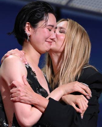 Cannes - Closing Ceremony Japanese actress Tao Okamoto and Belgian actress Virginie Efira celebrate after winning ex-aequo the Best Actress Prize for the film Soudain (All of a Sudden) during the closing ceremony of the 79th edition of the Cannes Film Festival in Cannes, France on May 23, 2026. Photo by Eliot Blondet ABACAPRESS.COM Cannes France  Copyright: xBlondetxEliot ABACAx
