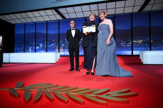 Cannes - Closing Ceremony German film director Valeska Grisebach (C) and Bulgarian actress Yana Radeva (R) celebrate on stage next to Mexican actor Gael Garcia Bernal after winning the Jury Prize for the film Das Getraumte Abenteuer (The Dreamed Adventure) during the closing ceremony of the 79th edition of the Cannes Film Festival in Cannes, France on May 23, 2026. Photo by Eliot Blondet ABACAPRESS.COM Cannes France  Copyright: xBlondetxEliot ABACAx