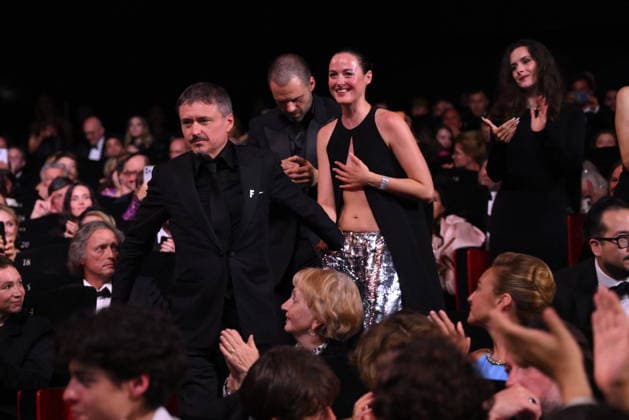 Cannes - Fjord Wins Palme D Or Award At Closing Ceremony Romanian director, screenwriter and producer Cristian Mungiu and Norwegian actress, Renate Reinsve celebrate after winning the Palme d Or for the film Fjord during the closing ceremony of the 79th edition of the Cannes Film Festival in Cannes, France on May 23, 2026. Photo by Eliot Blondet ABACAPRESS.COM Cannes France  Copyright: xBlondetxEliot ABACAx