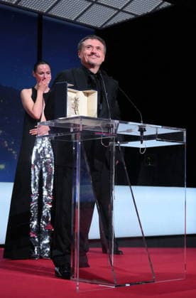 Cannes - Fjord Wins Palme D Or Award At Closing Ceremony Romanian director, screenwriter and producer Cristian Mungiu and Norwegian actress, Renate Reinsve celebrate on stage after winning the Palme d Or for the film Fjord during the closing ceremony of the 79th edition of the Cannes Film Festival in Cannes, France on May 23, 2026. Photo by Eliot Blondet ABACAPRESS.COM Cannes France  Copyright: xBlondetxEliot ABACAx