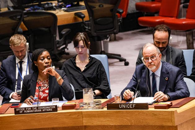 May 23, 2026, New York, New York, USA: (R to L) TED CHAIBAN, UNICEF Deputy Executive Director, briefs the UN Security Council as EDEM WOSORNU, Director of the Operations and Advocacy Division at OCHA, sits to his right during an emergency meeting on Ukraine at UNHQ following Russian allegations of a Ukrainian drone strike on a vocational school and student dormitory in Russian-controlled Luhansk, which Ukraine denies targeted civilians. New York USA  - ZUMAo116 20260523_znp_o116_015 Copyright: xBiancaxOterox
