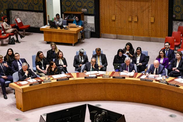 May 23, 2026, New York, New York, USA: VASSILY NEBENZIA, RussiaÃ¢â‚¬â ¢s Permanent Representative to the UN, speaks during an emergency Security Council meeting on Ukraine at UNHQ, as ANDRII MELNYK, VANESSA FRAZIER and other delegates listen after Russian allegations of a Ukrainian drone strike in Russian-controlled Luhansk. New York USA  - ZUMAo116 20260523_znp_o116_017 Copyright: xBiancaxOterox
