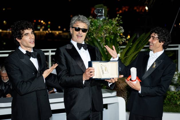 Palme d Or winners photocall at the 79th Cannes Film Festival at Palais des Festivals in Cannes, France on 23 May 2026. Javier Calvo, PaweÅ‚ Pawlikowski and Javier Ambrossi pose with the ex-aequo Best Director award for The Black Ball and Fatherland during the Palme d Or winners photocall at the 79th Cannes Film Festival at Palais des Festivals in Cannes, France on 23 May 2026., Credit:Stefano Costantino TTL Stefano Costantino Avalon France, Cannes  Copyright: xStefanoxCostantinoxTTLx xStefanoxCostantinox xAvalonx 1104761404