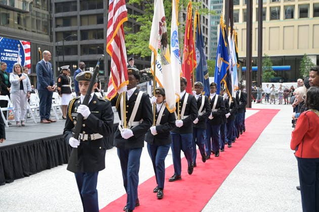 Chicago Memorial Day Parade CHICAGO, ILLINOIS - MAY 23: The Chicago Memorial Day Parade proceeds through the city center, with participants carrying American flags and marching in formation on Saturday, May 23, 2026. The event, held each year before Memorial Day, pays solemn tribute to the men and women of the U.S. Armed Forces who made the ultimate sacrifice. Jacek Boczarski Anadolu Illinois United States. Editorial use only. Please get in touch for any other usage.  Copyright: x2026xAnadoluxJacekxBoczarskix