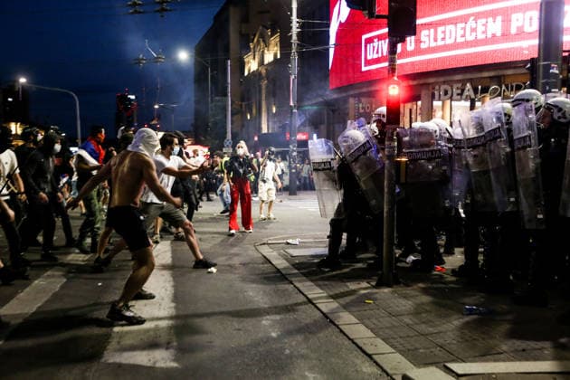Clashes after student protests in Belgrade BELGRADE, SERBIA - MAY 23: Clashes broke out in central Belgrade between some demonstrators and the police after the student protests ended at Slavija Square, Belgrade, Serbia on May 23, 2026. Filip Stevanovic Anadolu Belgrade Serbia. Editorial use only. Please get in touch for any other usage.  Copyright: x2026xAnadoluxFilipxStevanovicx