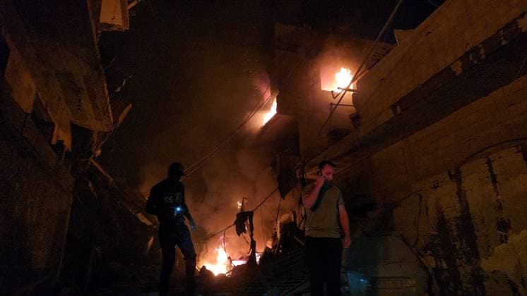 Israeli army continues attacking Gaza despite ceasefire DEIR AL-BALAH, GAZA, PALESTINE - MAY 23: Thick smoke and flames rise from a multi-story apartment building following an Israeli air strike in the city of Deir al-Balah, located in the central Gaza Strip, Palestine on May 23, 2026. Stringer Anadolu Deir al-Balah Gaza. Editorial use only. Please get in touch for any other usage.  Copyright: x2026xAnadoluxStringerx