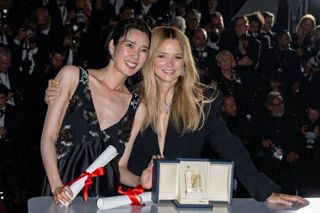 Cannes winners photocall NG Virginie Efira and Tao Okamoto pose with the Best Actress award for All Of A Sudden during the Palme d Or winners photocall at Palais des Festivals in Cannes, France on May 23 2026 as part of the 79th Cannes Film Festival. Photo by Nicolas Genin ABACAPRESS.COM Cannes France  Copyright: xGeninxNicolas ABACAx