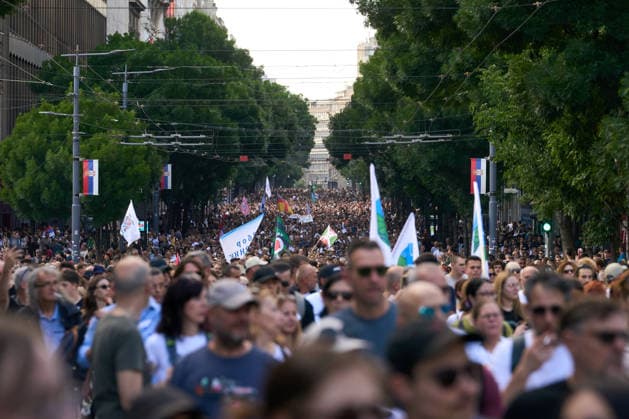 May 23, 2026, Belgrade, Central Serbia, Serbia: 2026523, Belgrade, Serbia - A large number of citizens answer the call of university students and gather to protest in the center of Belgrade. A massive crowd of people fills the streets of Belgrade. Belgrade Serbia  - ZUMAd223 20260523_zip_d223_002 Copyright: xMarkoxDimicx