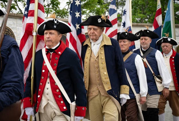 May 23, 2026, Canton, Georgia, USA: Members of the Sons of the American Revolution chapter color guard march to a Memorial Day ceremony at Georgia National Cemetery in Canton. Canton USA  - ZUMAn03_ 20260523_zaf_n03_009 Copyright: xRobinxRaynex