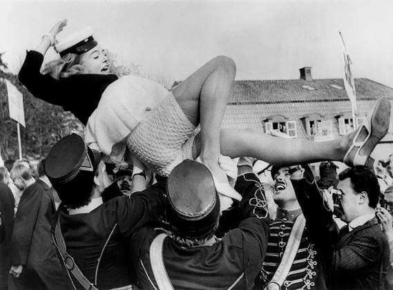 Actress Pia Degermark being lifted in the air during Graduation Ceremonies at the Exclusive Sigtunaskolan, Sweden, UPI, June 12, 1968  Copyright: xABxArchivesx jtv012573