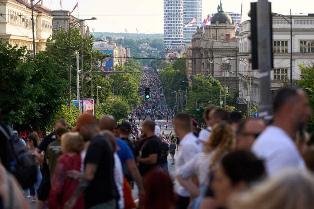 May 23, 2026, Belgrade, Central Serbia, Serbia: 2026523, Belgrade, Serbia - A large number of citizens answer the call of university students and gather to protest in the center of Belgrade.A massive crowd of people fills the streets of Belgrade. Belgrade Serbia - ZUMAd223 20260523_zip_d223_007 Copyright: xMarkoxDimicx