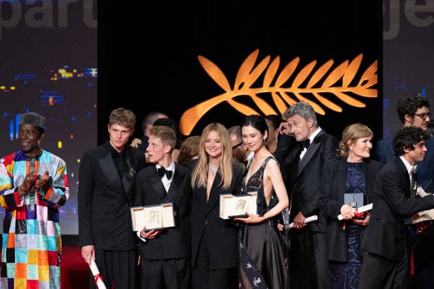 Cannes Closing Ceremony LZ Emmanuel Macchia and Valentin Campagne, winners of the Best Actor award for Coward, Virginie Efira and Tao Okamoto, winners of the Best Actress award for All Of A Sudden, and Valeska Grisebach, winner of the Jury Prize Award for The Dreamed Adventure attending the Closing Ceremony during the 79th Cannes International Film Festival in Cannes, France on May 23, 2026, the film selected in the Official Competition. Photo by Laurent Zabulon ABACAPRESS.COM  Copyright: xZabulonxLaurentx