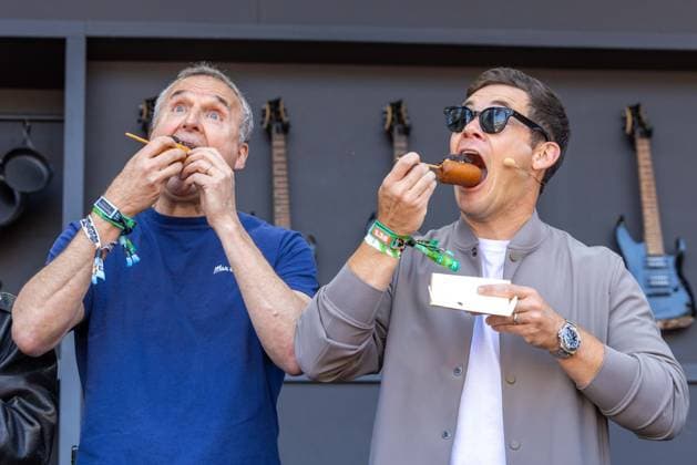 May 23, 2026, Napa, California, U.S: PHIL ROSENTHAL and ADAM DEVINE during the BottleRock Music Festival in Napa, California Napa U.S  - ZUMAs135 20260523_zap_s135_068 Copyright: xDanielxDeSloverx
