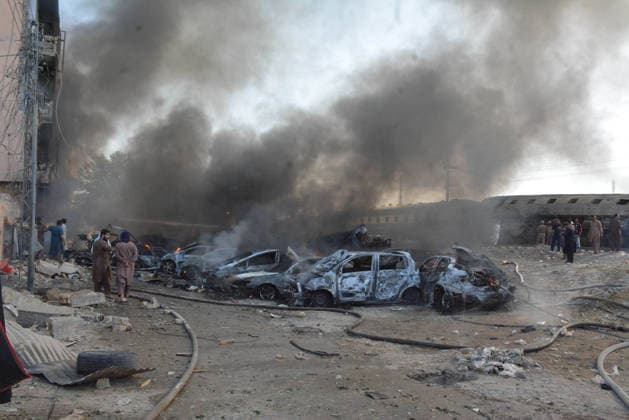 Several injured in explosion targeting train in southwest Pakistan QUETTA,PAKISTAN - MAY 24: Pakistani forces and rescue workers are busy with relief work after an explosion injured several people near Chaman Phatak Quetta southwestern Balochistan, Pakistan on Sunday May 24, 2026. Mazhar Chandio Anadolu Quetta Pakistan. Editorial use only. Please get in touch for any other usage.  Copyright: x2026xAnadoluxMazharxChandiox