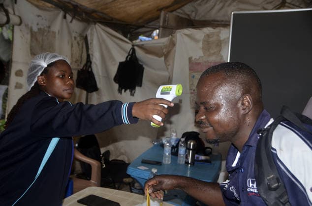 Uganda stepped up measures along the DKC border to combat the Ebola outbreak MPONDWE, UGANDA - MAY 23: Health teams screen travelers and vehicles entering the country for Ebola as precautions has been stepped up at the Mpondwe Border Crossing on the border with the Democratic Republic of the Congo (DRC) following a rise in Ebola cases in Mpondwe, Uganda on May 23, 2026. Nicholas Kajoba Anadolu Mpondwe Uganda. Editorial use only. Please get in touch for any other usage.  Copyright: x2026xAnadoluxNicholasxKajobax