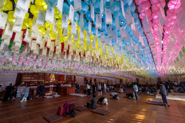 Buddha s Birthday celebrations in South Korea Buddhist believers offer prayers beneath lotus lanterns ahead of a ritual marking Buddha s Birthday at a temple in Incheon, South Korea, on May 24, 2026. Incheon South Korea  Copyright: xMatrixxImagesx xJungxUi-Chelx