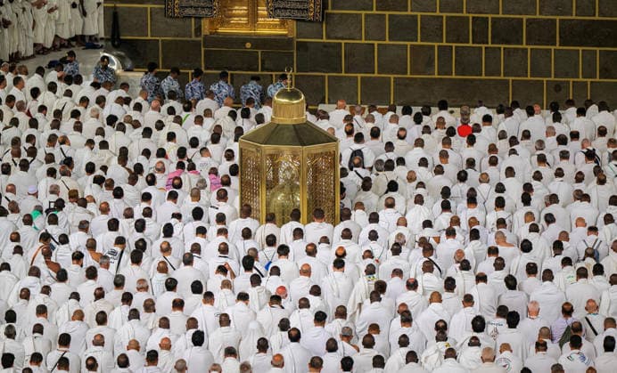 Muslim worshippers perform the dawn prayer around the Kaaba at the Grand Mosque complex in the holy city of Mecca Muslim worshippers perform the dawn prayer around the Kaaba at the Grand Mosque complex in the holy city of Mecca, Saudi Arabia, on May 24, 2026, ahead of the annual Hajj pilgrimage. Millions of Muslims from around the world are expected to gather in Saudi Arabia for the annual pilgrimage rituals. Photo by SPA Saudi Press Agency APA Images Mecca Mecca Saudi Arabia 240526_Saudi_Arabia_SPA_00(12) Copyright: xSPAxSaudixPessxAgencyxSaudixPressxAgencyx xapaimagesx