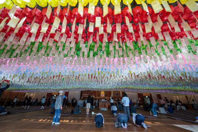 Buddha s Birthday celebrations in South Korea Buddhist believers offer prayers beneath lotus lanterns ahead of a ritual marking Buddha s Birthday at a temple in Incheon, South Korea, on May 24, 2026. Incheon South Korea  Copyright: xMatrixxImagesx xJungxUi-Chelx