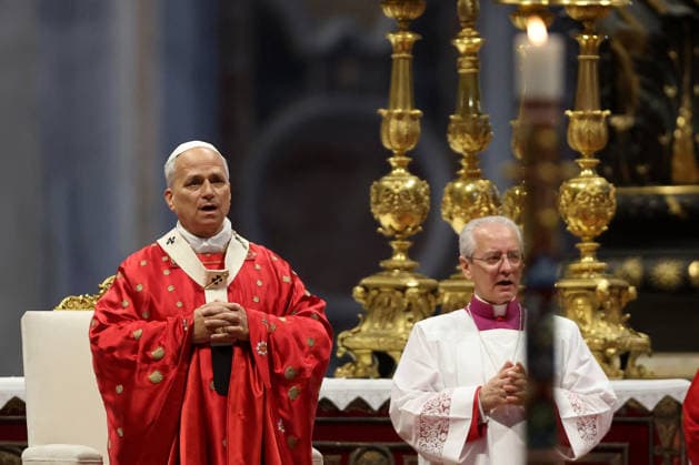 Pope Leo XIV During Mass of Pentecost - Vatican Pope Leo XIV presided Solemn celebration of the Mass of Pentecost at the central altar of Saint Peter s Basilica, in Vatican, on May 24 2026. Thousands of faithful took part in the liturgy dedicated to the descent of the Holy Spirit, a central moment in Christian tradition and a symbol of unity and renewal for the universal Church. Photo by Marco Iacobucci IPA ABACAPRESS.COM Vatican City italia Vatican (or Holy See)  Copyright: xIacobuccixMarco IPA ABACAx