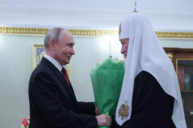 Russia Putin Patriarch 9172473 24.05.2026 Russian President Vladimir Putin congratulates Patriarch Kirill of Moscow and All Russia on his name day during a meeting at the Kremlin in Moscow, Russia. In the Orthodox Church, the Feast Day of Saints Cyril and Methodius is celebrated on May 24. Vyacheslav Prokofyev Sputnik Moscow Russia  Copyright: xVyacheslavxProkofyevx