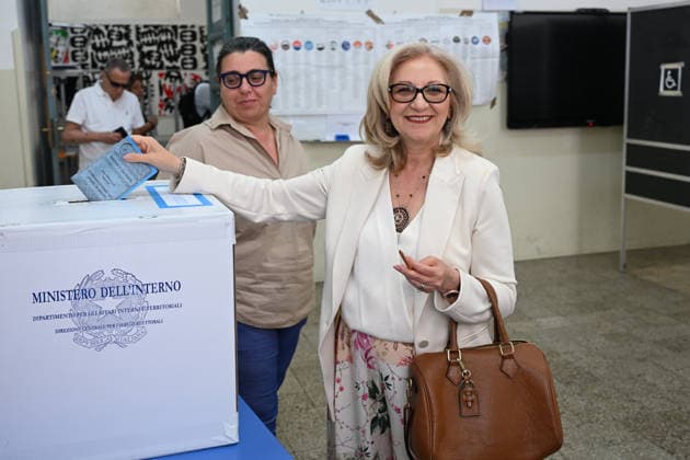 IPA85031297 - sal - 24 05 2026 Salerno. Salerno municipal elections. In the photo, mayoral candidate Elisabetta Barone on the ballot.  Copyright: xFrancescoxPecorarox xFrancescoxPecorarox 85031297
