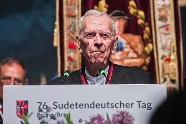 Bavarian Prime Minister Markus Soder,from left, and South Moravian Governor Jan Grolich attend the 76th Sudeten German Congress in Brno continued at Brno Exhibition Centre on Saturday, May 24, 2026. (CTKxPhoto PatrikxUhlir) CTKPhotoP2026052402926  CTKPhotoP2026052402926