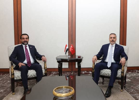 Turkish Foreign Minister Hakan Fidan ANKARA, TURKIYE - MAY 24: (----EDITORIAL USE ONLY - MANDATORY CREDIT - TURKISH FOREIGN MINISTRY HANDOUT - NO MARKETING NO ADVERTISING CAMPAIGNS - DISTRIBUTED AS A SERVICE TO CLIENTS----) Turkish Foreign Minister Hakan Fidan (R) receives the leader of Iraq s Taqaddum Party, Mohammad al-Halbousi (L), in Ankara, Turkiye, on May 24, 2026. Turkish Foreign Ministry Handout Anadolu Ankara Turkey. Editorial use only. Please get in touch for any other usage.  Copyright: x2026xAnadoluxTurkishxForeignxMinistryx xHandoutx