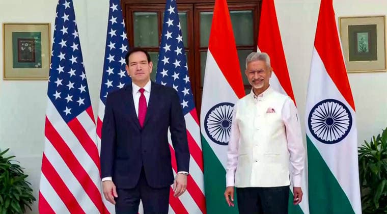 RECORD DATE NOT STATED U.S. Secretary of State Marco Rubio and EAM S. Jaishankar at Hyderabad House New Delhi, May 24 (ANI): U.S. Secretary of State Marco Rubio and External Affairs Minister S. Jaishankar pose for a photo at Hyderabad House, in New Delhi on Sunday. (DD News ANI Video Grab) NEW DELHI Delhi India Copyright: xANIx ANI_20260524012