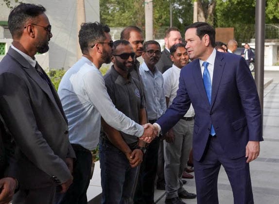 RECORD DATE NOT STATED U.S. Secretary of State Marco Rubio shakes hands with office bearers at the U.S. Embassy New Delhi, May 24 (ANI): U.S. Secretary of State Marco Rubio shakes hands with office bearers at the U.S. Embassy, in New Delhi on Saturday. (@SecRubio X ANI Photo) NEW DELHI Delhi India Copyright: xANIx ANI_20260524035