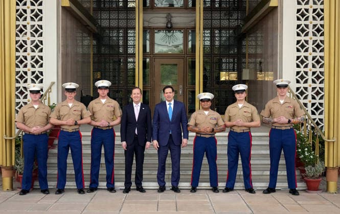 RECORD DATE NOT STATED U.S. Secretary of State Marco Rubio and U.S. Ambassador to India Sergio Gor at the U.S. Embassy New Delhi, May 24 (ANI): U.S. Secretary of State Marco Rubio and U.S. Ambassador to India Sergio Gor in a group photo at the U.S. Embassy in New Delhi on Saturday. (@SecRubio X ANI Photo) NEW DELHI Delhi India Copyright: xANIx ANI_20260524037