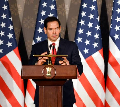 RECORD DATE NOT STATED U.S. Secretary of State Marco Rubio and EAM S. Jaishankar in Joint Press Conference at Hyderabad House New Delhi, May 24 (ANI): U.S. Secretary of State Marco Rubio, along with External Affairs Minister S. Jaishankar (unseen), addresses the joint press conference on the India-US bilateral ties at Hyderabad House, in New Delhi on Sunday. NEW DELHI Delhi India Copyright: xANIx ANI_20260524055