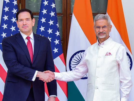 RECORD DATE NOT STATED U.S. Secretary of State Marco Rubio & EAM S. Jaishankar at Hyderabad House New Delhi, May 24 (ANI): U.S. Secretary of State Marco Rubio and External Affairs Minister S. Jaishankar exchange a handshake at Hyderabad House, in New Delhi on Sunday. (@DrSJaishankar X ANI Photo) New Delhi Delhi India Copyright: xANIx ANI_20260524282
