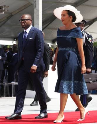 (260524) -- COTONOU, May 24, 2026 -- Benin s president Romuald Wadagni (L) and First Lady Nathalie Villette Wadagni attend the presidential inauguration ceremony in Cotonou, Benin, on May 24, 2026. Romuald Wadagni, who was elected president of Benin in the April 12 election, was sworn in on Sunday at the Congress Palace in Cotonou, the country s economic capital. (Photo by Xinhua) BENIN-COTONOU-PRESIDENT-ROMUALD WADAGNI-INAUGURATION CEREMONY SeraphinxZounyekpe 
