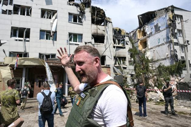 Russia Ukraine LPR Drone Attack Journalists 9172770 24.05.2026 Foreign journalists from 19 countries visit the scene of the drone attack carried out by the Ukrainian military on a dormitory of the Starobelsk Professional College of Lugansk State Pedagogical University in the course of Russia s military operation in Ukraine, in Starobelsk, Lugansk People s Republic, Russia. At least 21 people were killed and 42 injured in the attack in the early hours of May 22. Evgeny Biyatov Sputnik Starobelsk Lugansk People s Republic Russia  Copyright: xEvgenyxBiyatovx