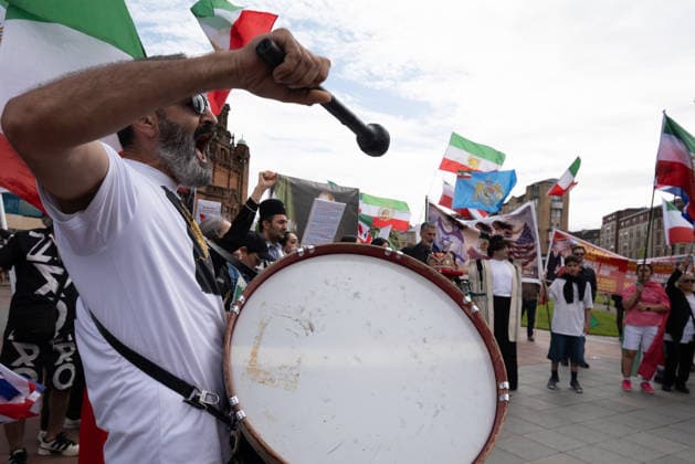 May 24, 2026, Glasgow, Scotland, UK: Members of Scotlands Iranian community opposed to the Islamic regime were joined by compatriots from further afield at a demonstration supporting anti-regime protesters imprisoned in Iran following uprisings earlier this year. Protesters voiced concerns over alleged human rights abuses and executions carried out by the regime. Glasgow UK  - ZUMAs357 20260524_zip_s357_002 Copyright: xCameronxScottx