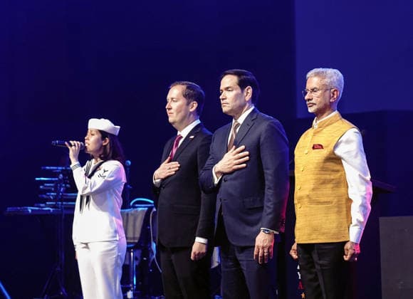 RECORD DATE NOT STATED 250th Independence Day celebration of the US New Delhi, May 24 (ANI): External Affairs Minister S Jaishankar with US Secretary of State Marco Rubio and US Ambassador Sergio Gor at the US 250th Independence Day celebration, in New Delhi on Sunday. (@DrSJaishankar X ANI Photo) New Delhi Delhi India Copyright: xANIx ANI_20260524514