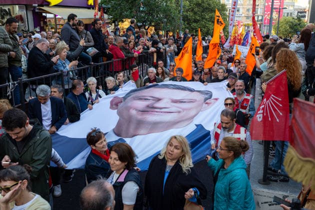 May 24, 2026: Istanbul, Turkey, May 24, 2026: Protesters are carrying a portrait of o zgoÂ¼r o zel, the leader of the Republican PeopleÃ¢â‚¬â ¢s Party (CHP). Demonstrators gather in Kadikoy to protest the Ã¢â‚¬oeabsolute nullityÃ¢â‚¬Â ruling against the CHP and the decision to annul the party congress. Opposition supporters, labor unions and political groups joined the march amid rising political tensions and nationwide demonstrations across Turkey.  - ZUMAi72_ 20260524_znp_i72_006 Copyright: xTolgaxIldunx
