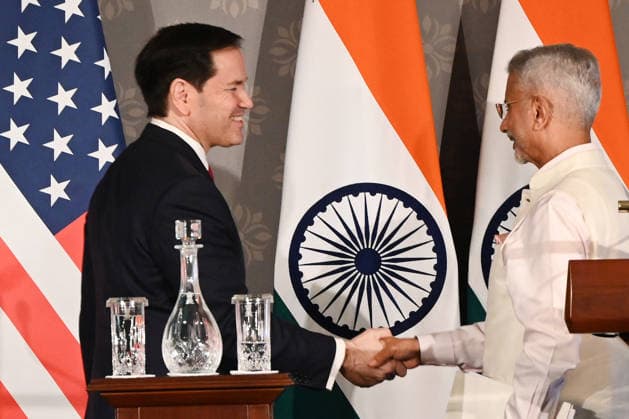 NEW DELHI, INDIA - MAY 24: United States Secretary of State Marco Rubio with Minister of External Affairs S. Jaishankar during addressing a joint press conference following their talks at Hyderabad House, on May 23, 2026 in New Delhi, India. Both leaders reaffirmed the strength of the India-US strategic partnership and outlined key areas of cooperation, including trade, energy, mobility and regional security. (Photo by Arvind Yadav Hindustan Times ) Joint Press Conference Of US Secretary Of State Marco Rubio And External Affairs Minister S. Jaishankar At Hyderabad House