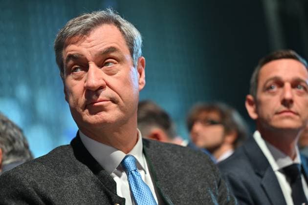 Bavarian Prime Minister Markus Soder, left, and South Moravian Governor Jan Grolich at the 76th Sudeten German Congress in Brno continued at Brno Exhibition Centre on Sunday, May 24, 2026. (CTKxPhoto PetrxSvancara) CTKPhotoF202605240041701  CTKPhotoF202605240041701