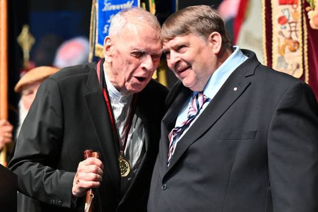 News Bilder des Tages The Sudeten German leader Bernd Posselt, right, and writer and former dissident Milan Uhde at the 76th Sudeten German Congress in Brno continued at Brno Exhibition Centre on Sunday, May 24, 2026. (CTKxPhoto PetrxSvancara) CTKPhotoF202605240043701  CTKPhotoF202605240043701
