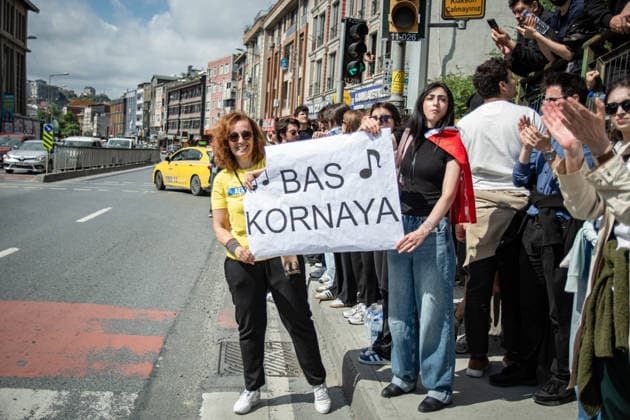 May 24, 2026, Istanbul, Istanbul, Turkey: Students, labor unions and civil society groups clashed with riot police on the third day after Istanbul Bilgi University was allegedly shut down by presidential decree signed by Turkish President Recep Tayyip Erdogan in Istanbul, Turkey, on May 22, 2026. Students occupying university buildings in protest against the closure decision were forcibly removed from the campus by police. Riot police used pepper spray during the intervention as violent scuffles erupted around the university. Demonstrators continued to protest in defense of academic freedom and university autonomy amid a heavy police presence. Istanbul Turkey  - ZUMAt171 20260524_zip_t171_013 Copyright: xAbdullahxTepelix