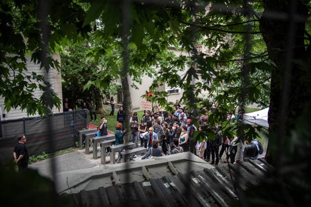 May 24, 2026, Istanbul, Istanbul, Turkey: Students, labor unions and civil society groups clashed with riot police on the third day after Istanbul Bilgi University was allegedly shut down by presidential decree signed by Turkish President Recep Tayyip Erdogan in Istanbul, Turkey, on May 22, 2026. Students occupying university buildings in protest against the closure decision were forcibly removed from the campus by police. Riot police used pepper spray during the intervention as violent scuffles erupted around the university. Demonstrators continued to protest in defense of academic freedom and university autonomy amid a heavy police presence. Istanbul Turkey  - ZUMAt171 20260524_zip_t171_016 Copyright: xAbdullahxTepelix