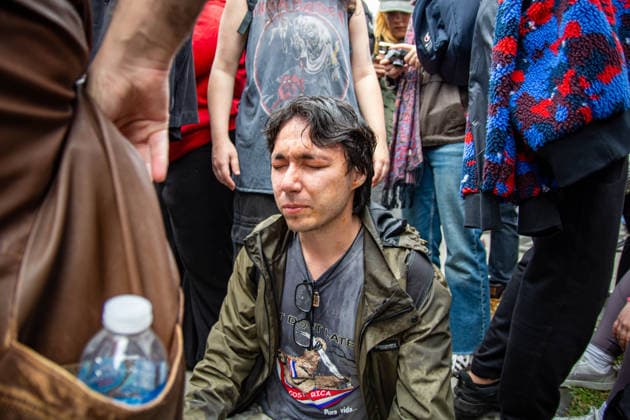 May 24, 2026, Istanbul, Istanbul, Turkey: Students, labor unions and civil society groups clashed with riot police on the third day after Istanbul Bilgi University was allegedly shut down by presidential decree signed by Turkish President Recep Tayyip Erdogan in Istanbul, Turkey, on May 22, 2026. Students occupying university buildings in protest against the closure decision were forcibly removed from the campus by police. Riot police used pepper spray during the intervention as violent scuffles erupted around the university. Demonstrators continued to protest in defense of academic freedom and university autonomy amid a heavy police presence. Istanbul Turkey  - ZUMAt171 20260524_zip_t171_012 Copyright: xAbdullahxTepelix