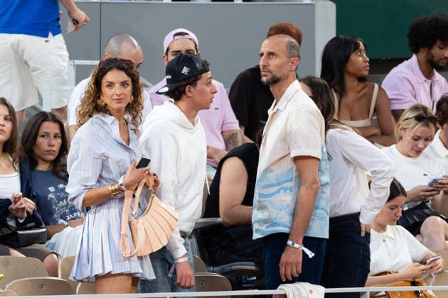 2026 French Open - Celebrities In Stand Day 1 NB Camille Lavabre, Isaac Elmaleh, Arié Elmaleh in stand during the 2026 French Open at Roland Garros on May 24, 2026 in Paris, France. Photo by Nasser Berzane ABACAPRESS.COM  Copyright: xBerzanexNasser ABACAx