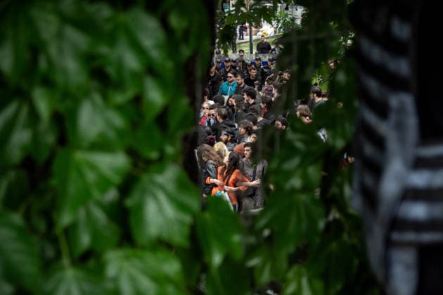 May 24, 2026, Istanbul, Istanbul, Turkey: Students, labor unions and civil society groups clashed with riot police on the third day after Istanbul Bilgi University was allegedly shut down by presidential decree signed by Turkish President Recep Tayyip Erdogan in Istanbul, Turkey, on May 22, 2026. Students occupying university buildings in protest against the closure decision were forcibly removed from the campus by police. Riot police used pepper spray during the intervention as violent scuffles erupted around the university. Demonstrators continued to protest in defense of academic freedom and university autonomy amid a heavy police presence. Istanbul Turkey - ZUMAt171 20260524_zip_t171_043 Copyright: xAbdullahxTepelix