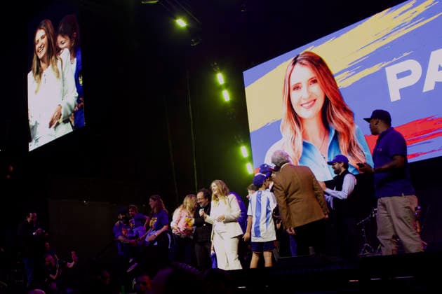 May 24, 2026, Bogota, Cundinamarca, COLOMBIA: Center-right senator and presidential candidate PALOMA VALENCIA addresses thousands of supporters during the Centro Democratico party s final campaign rally ahead of the May 31 first-round election. Standing on a platform of strict public security and private sector investment, the Centro DemocroÂ¡tico candidate is making her final push to secure a spot in the projected June runoff. Bogota COLOMBIA  - ZUMAd225 20260524_znp_d225_009 Copyright: xZoraidaxDiazx