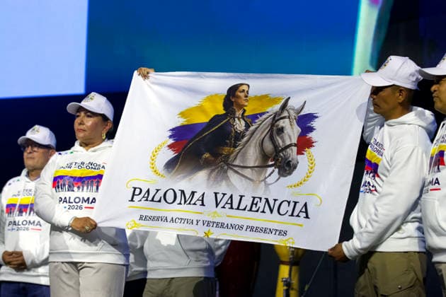 May 24, 2026, Bogota, Cundinamarca, COLOMBIA: Veterans and members of the armed forces reserves attend the final campaign rally for the Centro Democratico party s presidential candidate PALOMA VALENCIA, ahead of the May 31 first-round election. Standing on a platform of strict public security and private sector investment, the Centro DemocroÂ¡tico candidate is making her final push to secure a spot in the projected June runoff. Bogota COLOMBIA - ZUMAd225 20260524_znp_d225_010 Copyright: xZoraidaxDiazx