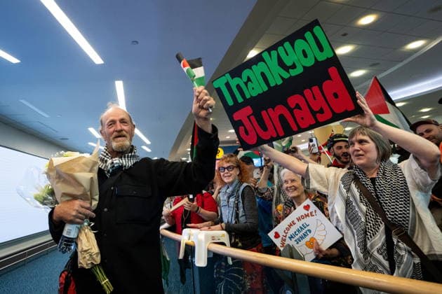 May 24, 2026, Vancouver, Bc, CANADA: Michael France, member of the Gaza flotilla, reunites with supporters after his arrival at the Vancouver International Airport in Richmond B.C., on Sunday, May 24, 2026. Vancouver CANADA  - ZUMAc35_ 20260524_zaf_c35_157 Copyright: xEthanxCairnsx