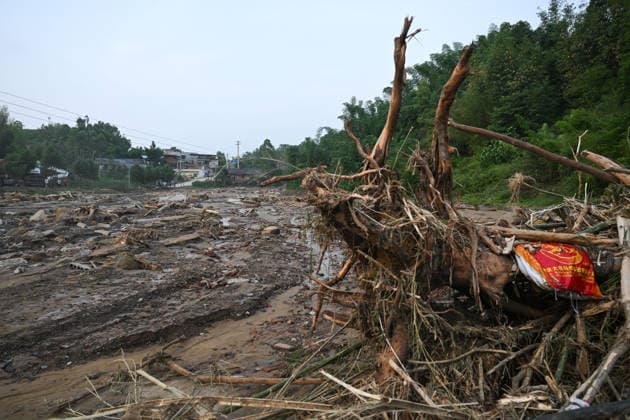 CHONGQING, CHINA - MAY 24: Broken tree branches at Daqiao Village after extreme rainfalls trigger flash floods and geological disasters on May 24, 2026 in Yongchuan District, Chongqing City, China. Devastating rainstorms struck parts of Southwest China s Chongqing over the weekend, resulting in multiple casualties and missing people in the municipality s Yongchuan and Beibei districts. Rescue efforts are ongoing. As of 2:30 pm on May 24, local authorities reported three deaths and 17 people missing in Yongchuan, with another two people missing in Beibei.  Copyright: xChinaxNewsxServicex 111643846457